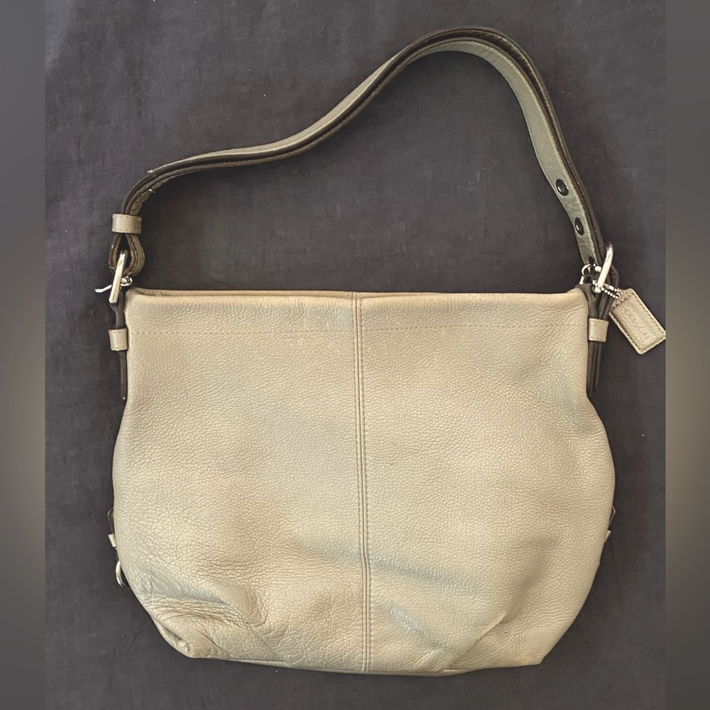 Coach Pebbled Leather Silver Convertible Bag